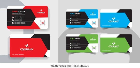 Modern Red and Black Business Card Design Template Set for Corporate and Creative Professionals