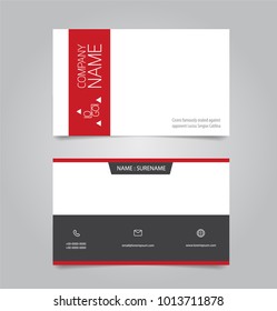 Modern red and black business name card template vector design.