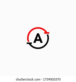 Círculo rojo y negro moderno Una carta de logo concepto de diseño simple