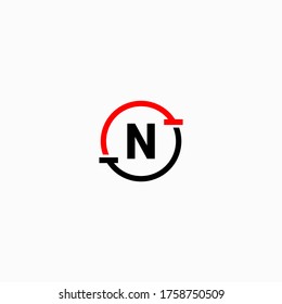 Modern red and black circle N logo letter simple design concept