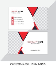 modern red and black corporate business card design, double-sided modern business card template. Luxury dark and red theme with image also, customizable business card