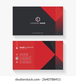 Modern Red and Black Corporate Business Card Template for Professional Branding Use
