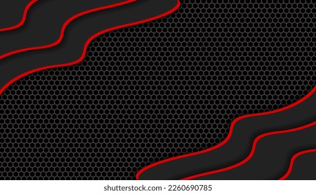 Modern red and black gaming background with hexagon pattern. Vector illustration design 