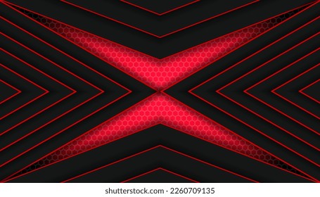Modern red and black gaming background with hexagon pattern. Vector illustration design 