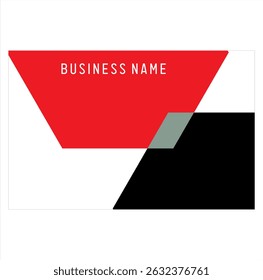 Modern red and black pentagon shape vector, business card design.