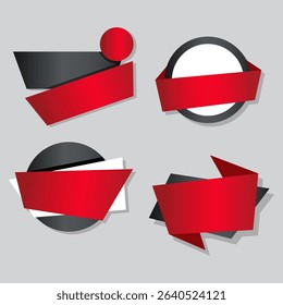 Modern Red and Black Ribbon Banner Set for Promotion and Advertisement Design