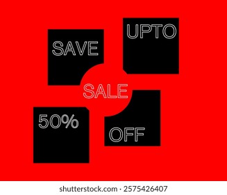 Modern Red and Black Sale Block Design – Eye-Catching Promotional Graphic