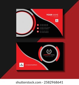 Modern Red And Black Stylish Business Card Design