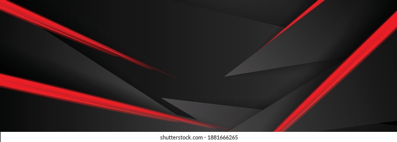 Moderno fondo vectorial de banner de tecnología negra roja. Color gris oscuro. 3d modelo triangular de superposición para las empresas premium o la presentación corporativa. Plantilla de lujo con fondo de pantalla de textura ancha futurista