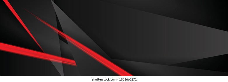 Moderno fondo vectorial de banner de tecnología negra roja. Color gris oscuro. 3d modelo triangular de superposición para las empresas premium o la presentación corporativa. Plantilla de lujo con fondo de pantalla de textura ancha futurista