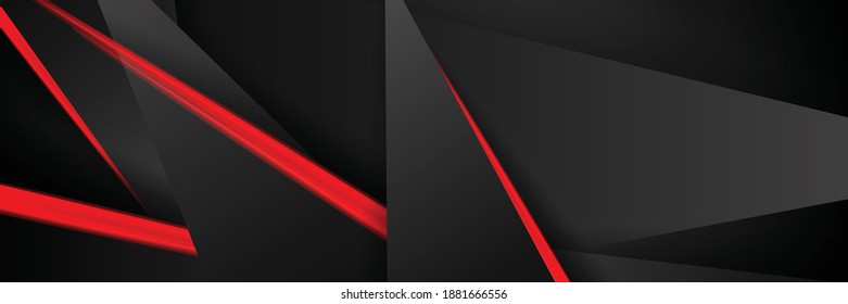 Moderno fondo vectorial de banner de tecnología negra roja. Color gris oscuro. 3d modelo triangular de superposición para las empresas premium o la presentación corporativa. Plantilla de lujo con fondo de pantalla de textura ancha futurista