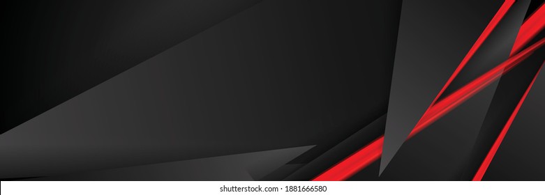 Moderno fondo vectorial de banner de tecnología negra roja. Color gris oscuro. 3d modelo triangular de superposición para las empresas premium o la presentación corporativa. Plantilla de lujo con fondo de pantalla de textura ancha futurista
