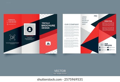 Modern Red and Black Tri-Fold Brochure Design Template