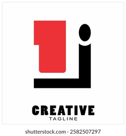 Modern red and black UJ letter logo vector, free design.