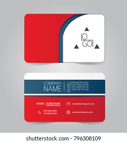 Modern red and blue business name card template design.