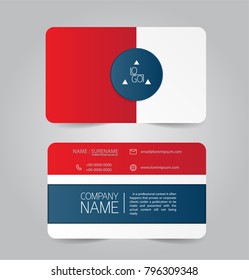 Modern red and blue business name card template design.