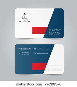 Modern red and blue business name card template design.