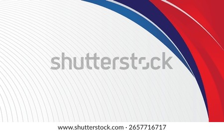 Modern red and blue gradient curved shape on white background