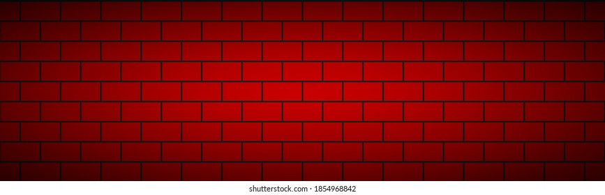 Modern red brick pattern header. Vector tile pattern banner. Simple vector illustration