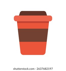 Modern red and brown coffee cup illustration with layered design for takeaway beverage branding and café interface