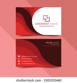 Modern red business card design template, design vector illustration