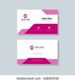 Modern red Business card template in flat design, Abstract background. Personal plain design with calling elements / icons Vector graphic visiting card