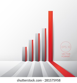 Modern red business growing graphs,Vector illustration modern design template