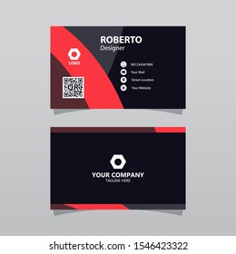 Modern Red Bussines Card Template. Elegant Element Composition Design With Clean Concept.