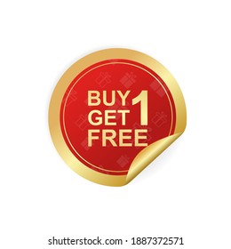 Modern red buy one get one free sticker great design for any purposes. Vector illustration.