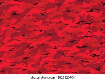 Modern Red camouflage seamless pattern. Camo vector background illustration for web, banner, backdrop or surface design use