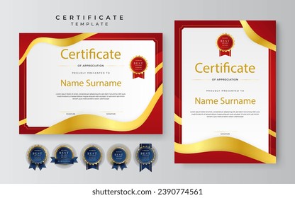 Modern red certificate design template