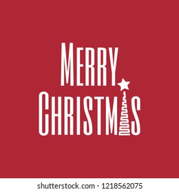 Modern red Christmas greeting card. Simple graphic design. Postcard. Poster. Festive wallpaper.