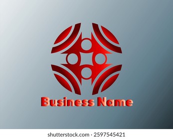 Modern red circular logo design with abstract shapes. Ideal for business branding and corporate identity.