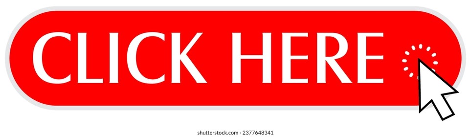 modern red click here vector sign in red with metallic border and a exclamation mark. vector isolated.