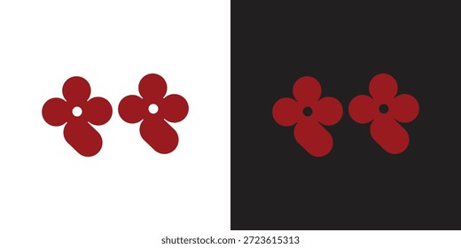 Diseño moderno de logotipo de trébol rojo con Elementos florales abstractos elegantes perfectos para marcar un negocio natural, ecológico o orientado al bienestar que quiere un símbolo distintivo	