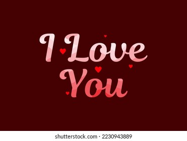 Modern red color of I Love You text sign design