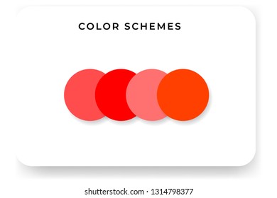 Modern red color schemes for website and mobile app. Color palette, color schemes, warm colors