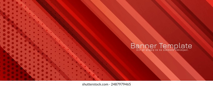 Modern red color stripe pattern decorative banner design vector