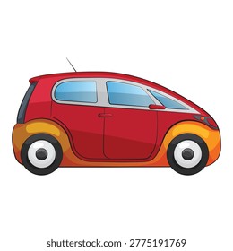 Modern Red Compact Hatchback Car Transport Illustration Vector