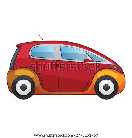 Modern Red Compact Hatchback Car Transport Illustration Vector