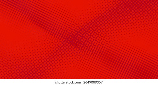Modern red and crimson pop art background with halftone dots in comic style, vector illustration eps10