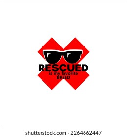 Modern Red Cross Text Art Rescued is My Favorite Breed