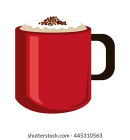 modern  red cup design with coffee front view over isolated background,vector illustration
