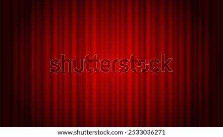 Modern red curtain background, closed mockup banner of theatre curtains on stage