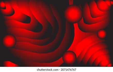 Modern red dark abstract Wave Paper Cut Fluid Liquid background