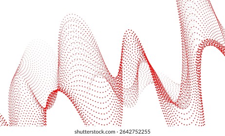 Moderno Padrão De Onda De Ponto Vermelho No Fundo Branco. Banner de alta tecnologia. Ilustração de vetor. Papel de Parede de Negócios Abstrato