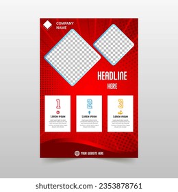 Modern Red Dotted Comic Flyer Template, can be used for business designs, presentation designs or any suitable designs.