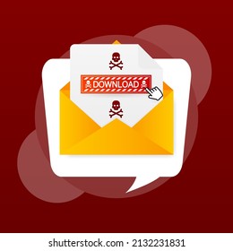 Moderna plantilla web de sobre de descarga roja sobre fondo de luz. Diseño creativo. Plantilla de banner Web. Almacenamiento de datos