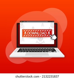 Modern red download web template on light backdrop. Creative design. Web banner template. Data storage