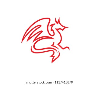 Modern Red Dragon Logo Illustration In Isolated White Background